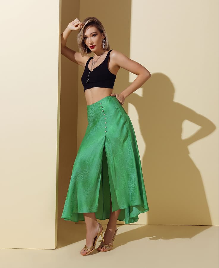 Silk-Viscose-Jacquard-Skirt-Jacquard-Bias-Cut-Midi-615003-Emerald-Green